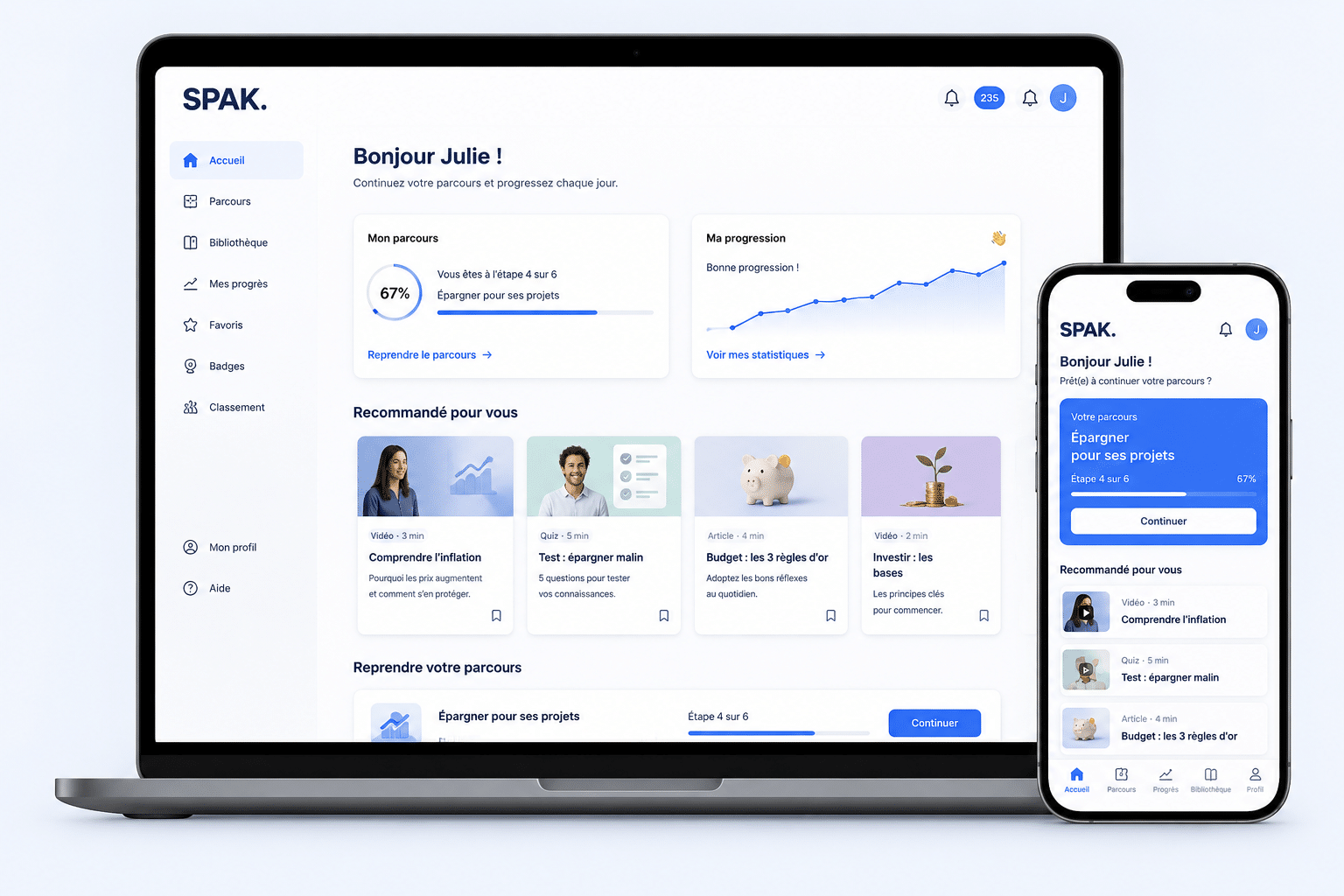 Plateforme IA SPAK de micro-learning